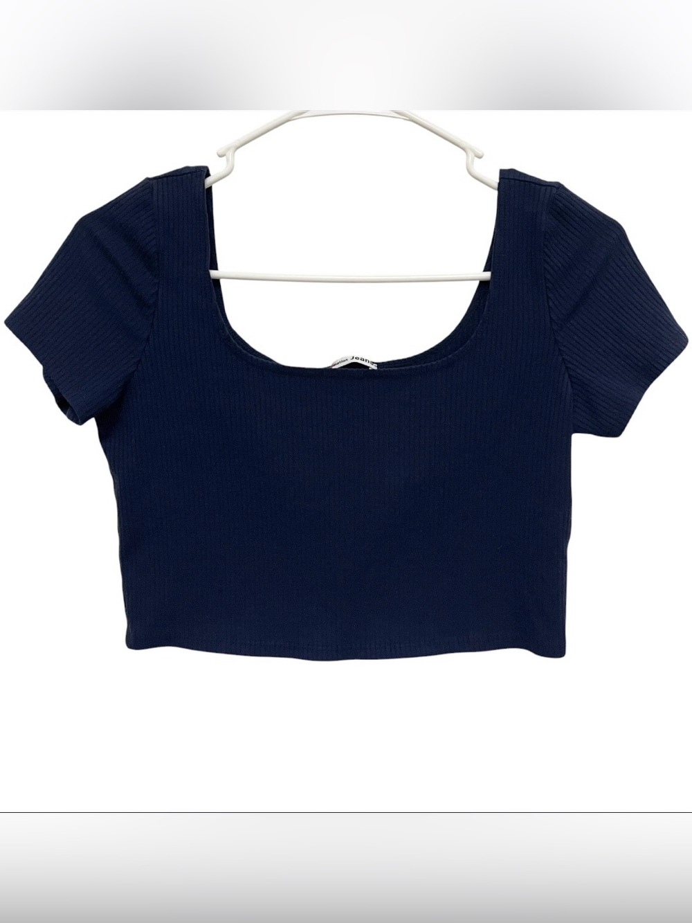Reformation Marion ribbed square neck crop top blue